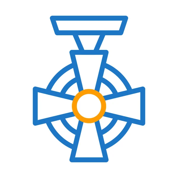 Icono Medalla Duocolor Azul Naranja Estilo Militar Ilustración Vector Ejército — Vector de stock