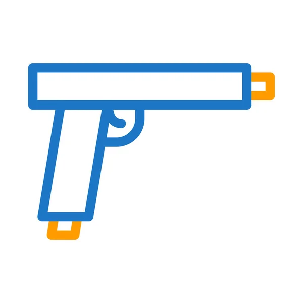 Pistole Ikona Duokolor Modrý Oranžový Styl Vojenský Ilustrační Vektor Armádní — Stockový vektor