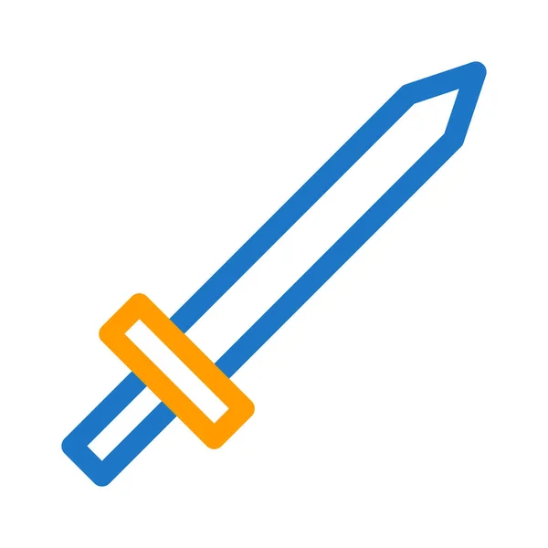 Schwert Symbol Duocolor Blau Orange Stil Militärische Illustration Vektor Armee — Stockvektor