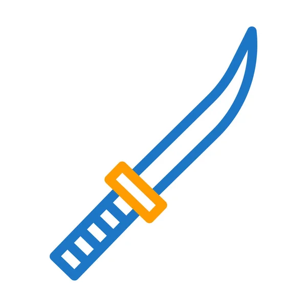 Épée Icône Duocolor Bleu Orange Style Illustration Militaire Vecteur Élément — Image vectorielle