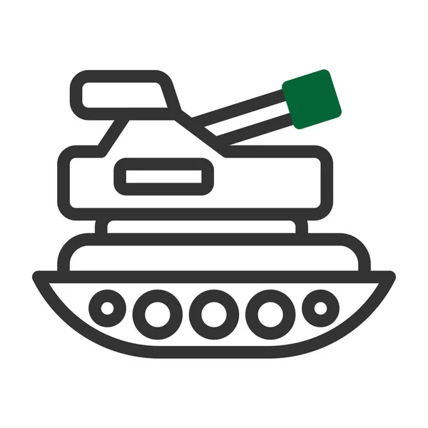 Иконка Танка Дуотон Серо Зеленый Стиль Военной Иллюстрации Векторный Армейский — стоковый вектор