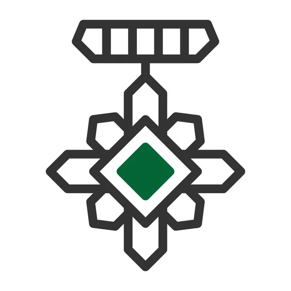 Badge Icona Duotone Grigio Verde Stile Militare Illustrazione Vettore Esercito — Vettoriale Stock