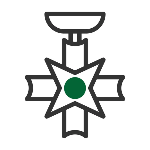 Badge Icône Duotone Gris Vert Style Illustration Militaire Vecteur Armée — Image vectorielle