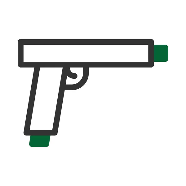 Pistol Ikon Duoton Grå Grön Stil Militär Illustration Vektor Armé — Stock vektor