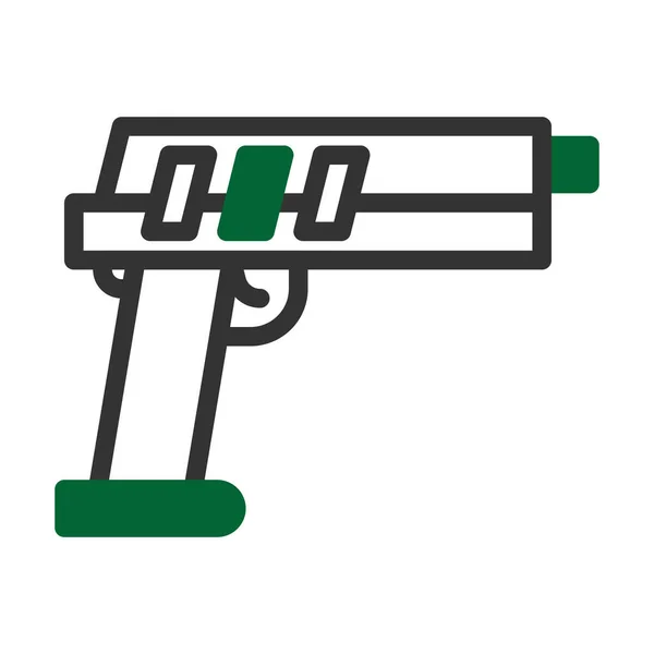 Иконка Пушки Дуотон Серо Зеленый Стиль Военной Иллюстрации Векторный Армейский — стоковый вектор