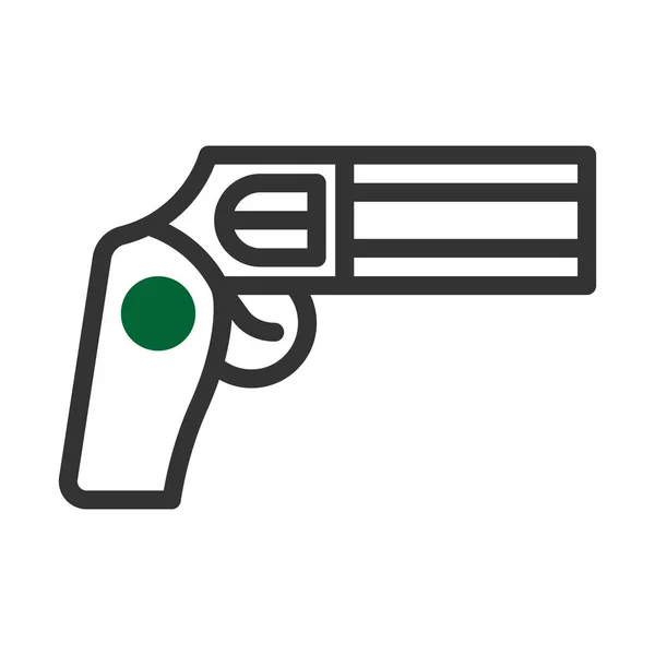Пістолет Значок Дуотон Сіро Зелений Стиль Військова Ілюстрація Вектор Армії — стоковий вектор