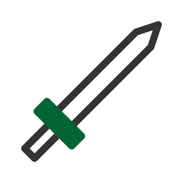 Schwert Symbol Duotone Graugrünen Stil Militärische Illustration Vektor Armee Element — Stockvektor