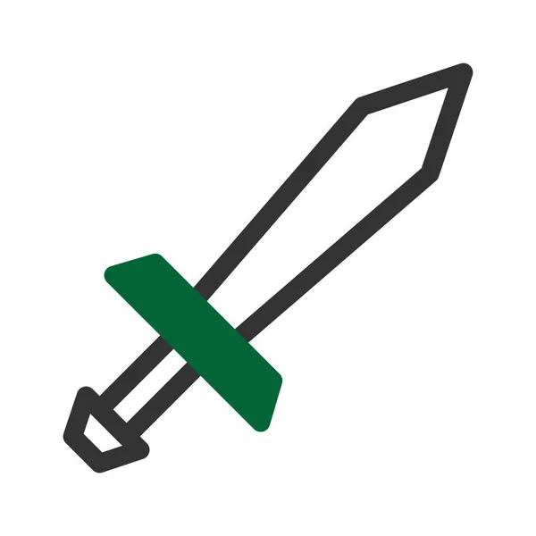 Иконка Меча Duotone Серо Зеленый Стиль Военной Иллюстрации Векторный Армейский — стоковый вектор