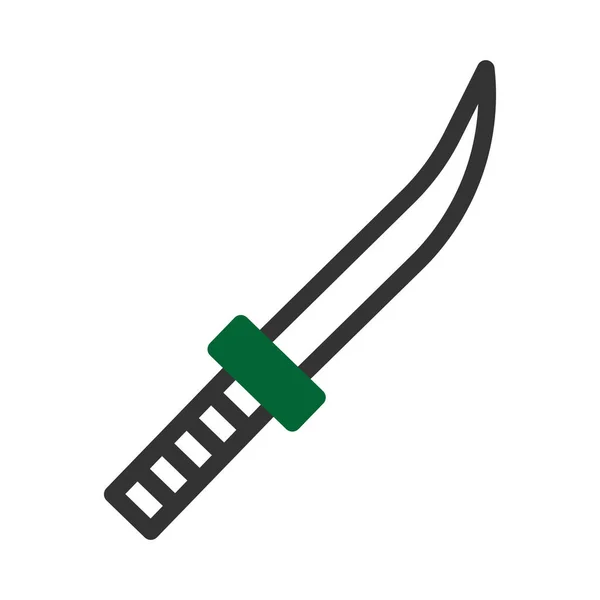 Ícone Espada Duotone Cinza Estilo Verde Ilustração Militar Elemento Exército — Vetor de Stock