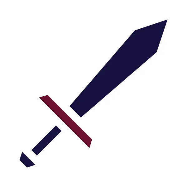 Épée Icône Style Solide Marron Marine Couleur Illustration Militaire Vecteur — Image vectorielle