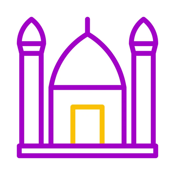 Mosquée Icône Duocolor Violet Jaune Style Ramadan Illustration Vectoriel Élément — Image vectorielle