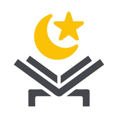 Kuran simgesi katı gri renkli ramazan çizim vektör elementi ve sembol mükemmel. Web için modern koleksiyon simgesi.