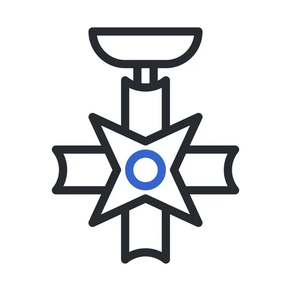 Médaille Icône Style Duocolor Gris Bleu Couleur Illustration Militaire Vecteur — Image vectorielle