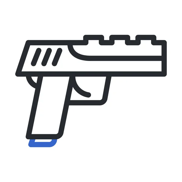 Pistola Icono Estilo Duocolor Gris Azul Color Militar Ilustración Vector — Vector de stock
