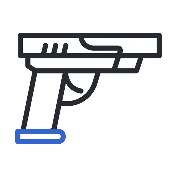 Pistol Ikon Duocolor Stil Grå Blå Färg Militär Illustration Vektor — Stock vektor