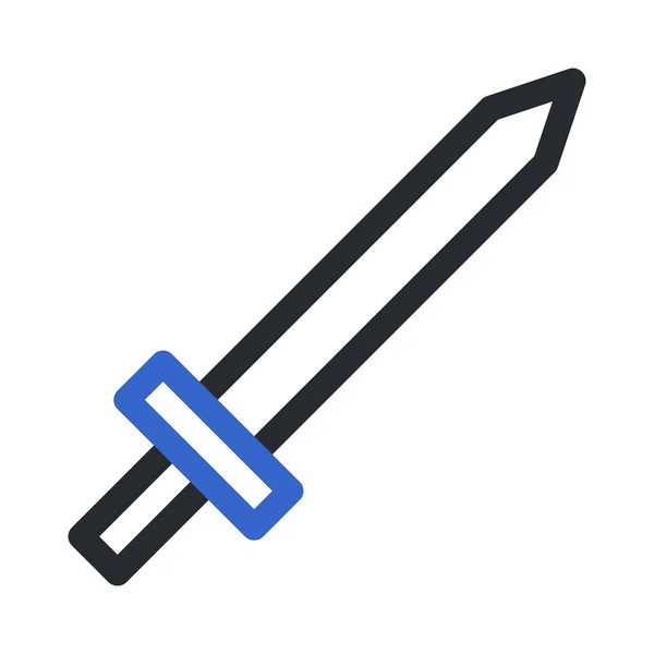 Schwert Symbol Duocolor Stil Graublaue Farbe Militärische Illustration Vektor Armee — Stockvektor