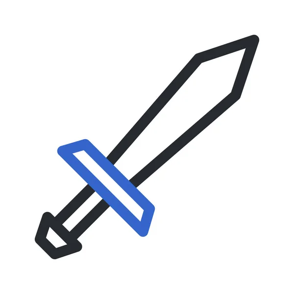 Kılıç Simgesi Duocolor Stili Gri Mavi Renk Askeri Illüstrasyon Vektör — Stok Vektör