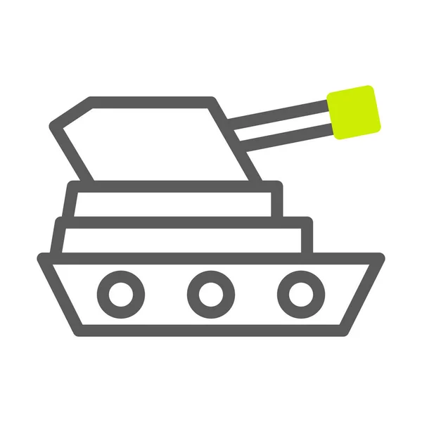 Танк Иконка Дуотона Стиле Серый Ярко Зеленый Цвет Военного Иллюстрации — стоковый вектор