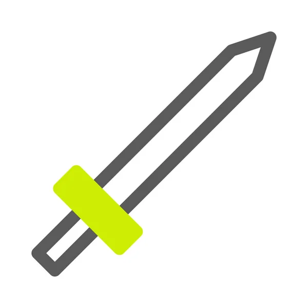 Schwert Symbol Duoton Stil Grau Lebendige Grüne Farbe Militärische Illustration — Stockvektor