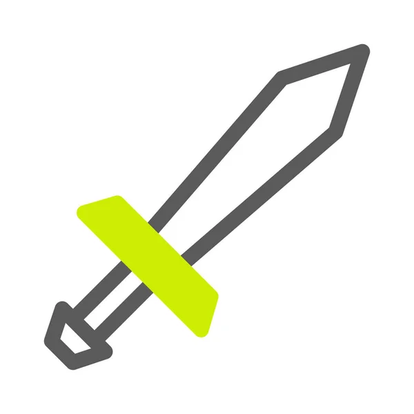 Schwert Symbol Duoton Stil Grau Lebendige Grüne Farbe Militärische Illustration — Stockvektor