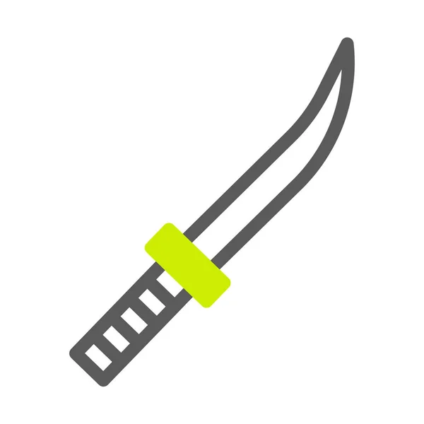 Sword Icon Duotone Style Grey Vibrant Green Colour Military Illustration — Stock Vector