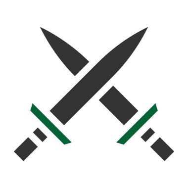 Kılıç simgesi katı gri yeşil renk askeri illüstrasyon vektör ordu elementi ve sembol mükemmel. Web için modern koleksiyon simgesi.