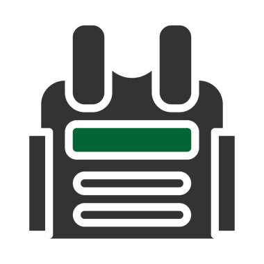 Zırh simgesi katı gri yeşil renk askeri illüstrasyon vektör ordu elementi ve sembol mükemmel. Web için modern koleksiyon simgesi.