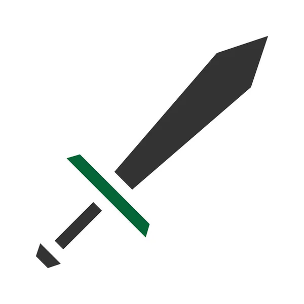 Иконка Меча Твердого Стиля Серо Зеленого Цвета Военная Иллюстрация Векторный — стоковый вектор