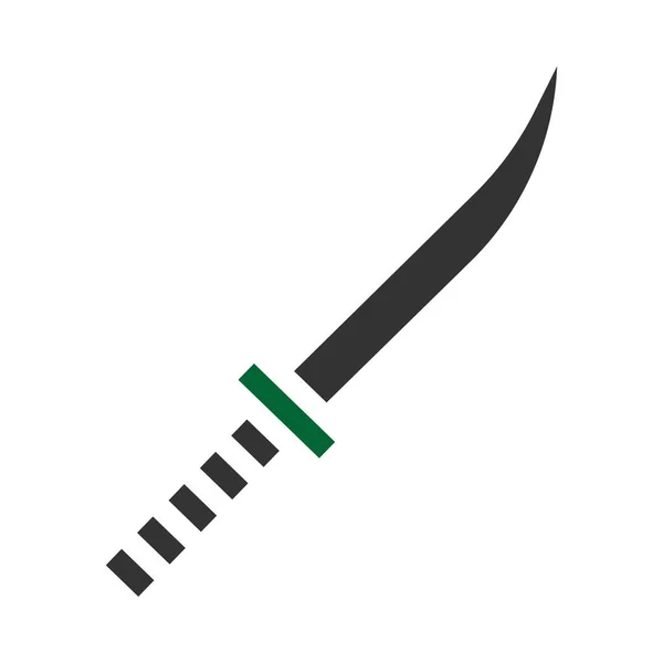 Ícone Espada Estilo Sólido Cinza Verde Cor Militar Ilustração Vetor — Vetor de Stock