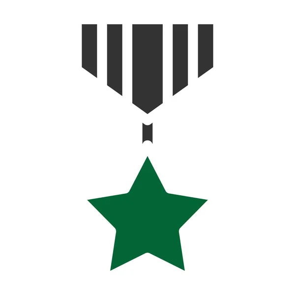 奖牌图标实色风格灰色绿色军事插图矢量军队元素和符号完美 网络现代收藏品的图标 — 图库矢量图片