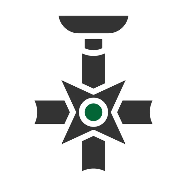 Medaglia Icona Tinta Unita Grigio Verde Illustrazione Militare Elemento Vettoriale — Vettoriale Stock