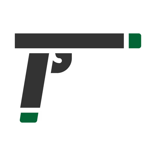 Pistola Icono Estilo Sólido Gris Verde Color Militar Ilustración Vector — Vector de stock