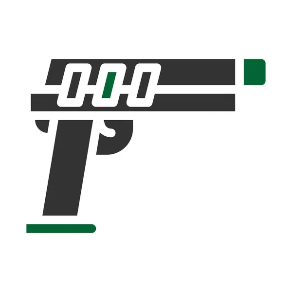 Пушка Иконка Твердого Стиля Серо Зеленого Цвета Военная Иллюстрация Векторный — стоковый вектор