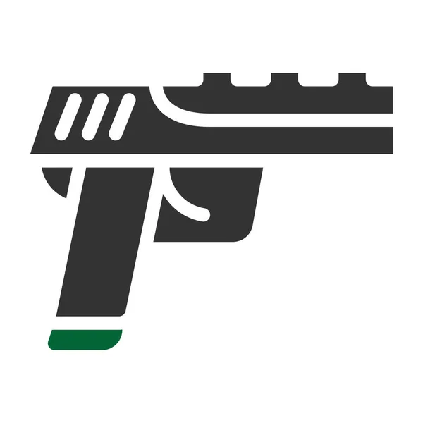 Пушка Иконка Твердого Стиля Серо Зеленого Цвета Военная Иллюстрация Векторный — стоковый вектор