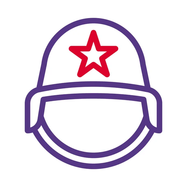Helm Symbol Duocolor Stil Rot Lila Farbe Militärische Illustration Vektor — Stockvektor
