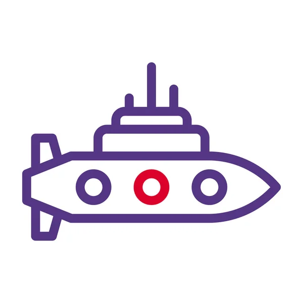 Ubåt Ikon Duocolor Stil Röd Lila Färg Militär Illustration Vektor — Stock vektor