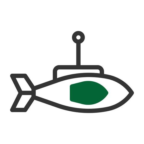 Submarine Icon Duotone Style Grey Green Colour Military Illustration Vector — Stock Vector
