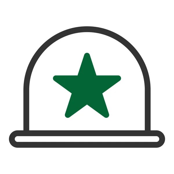Helm Symbol Duoton Stil Graugrüne Farbe Militärische Illustration Vektor Armee — Stockvektor