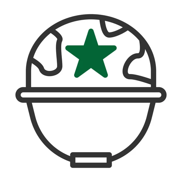 Ícone Capacete Duotone Estilo Cinza Verde Cor Militar Ilustração Elemento — Vetor de Stock