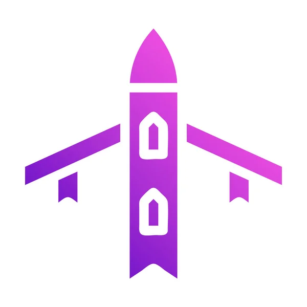 Icona Aeroplano Stile Solido Gradiente Viola Rosa Colore Militare Illustrazione — Vettoriale Stock