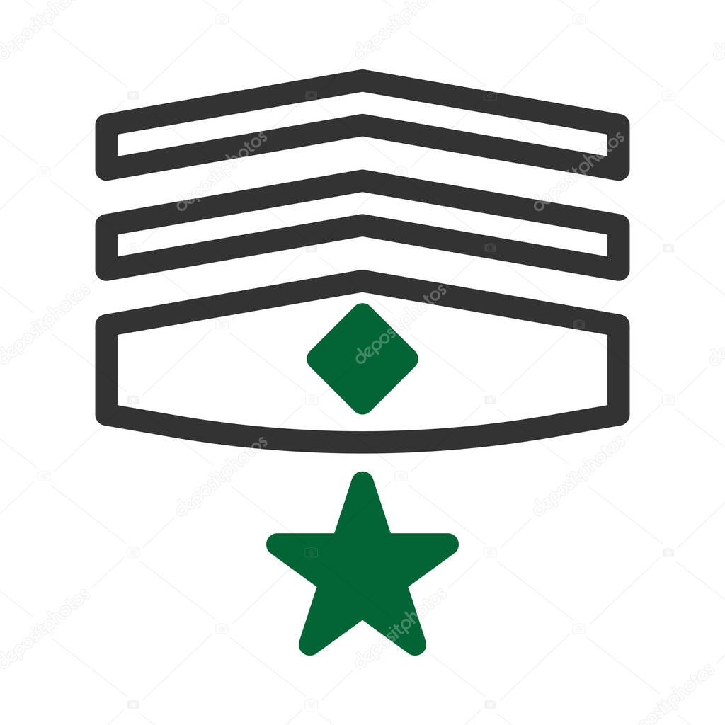 Badge icon duotone style grey green colour military illustration vector army element and symbol perfect. Icon sign from modern collection for web.