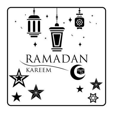 Vector Ramadan kareem element background decorative design black and white style illustration perfect design