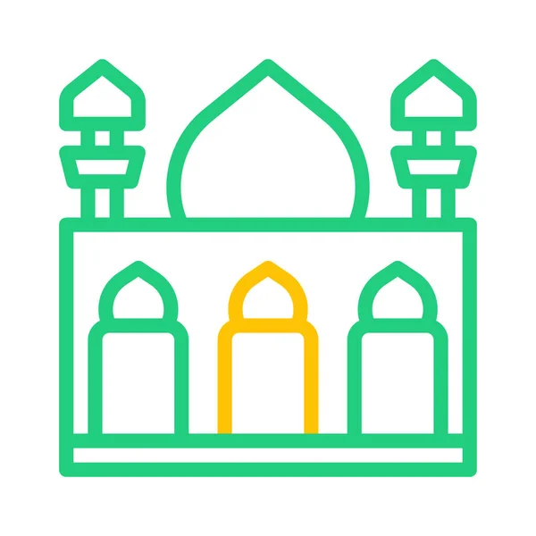 Mešita Ikona Duocolor Zelený Žlutý Styl Ramadán Ilustrační Vektorový Prvek — Stockový vektor