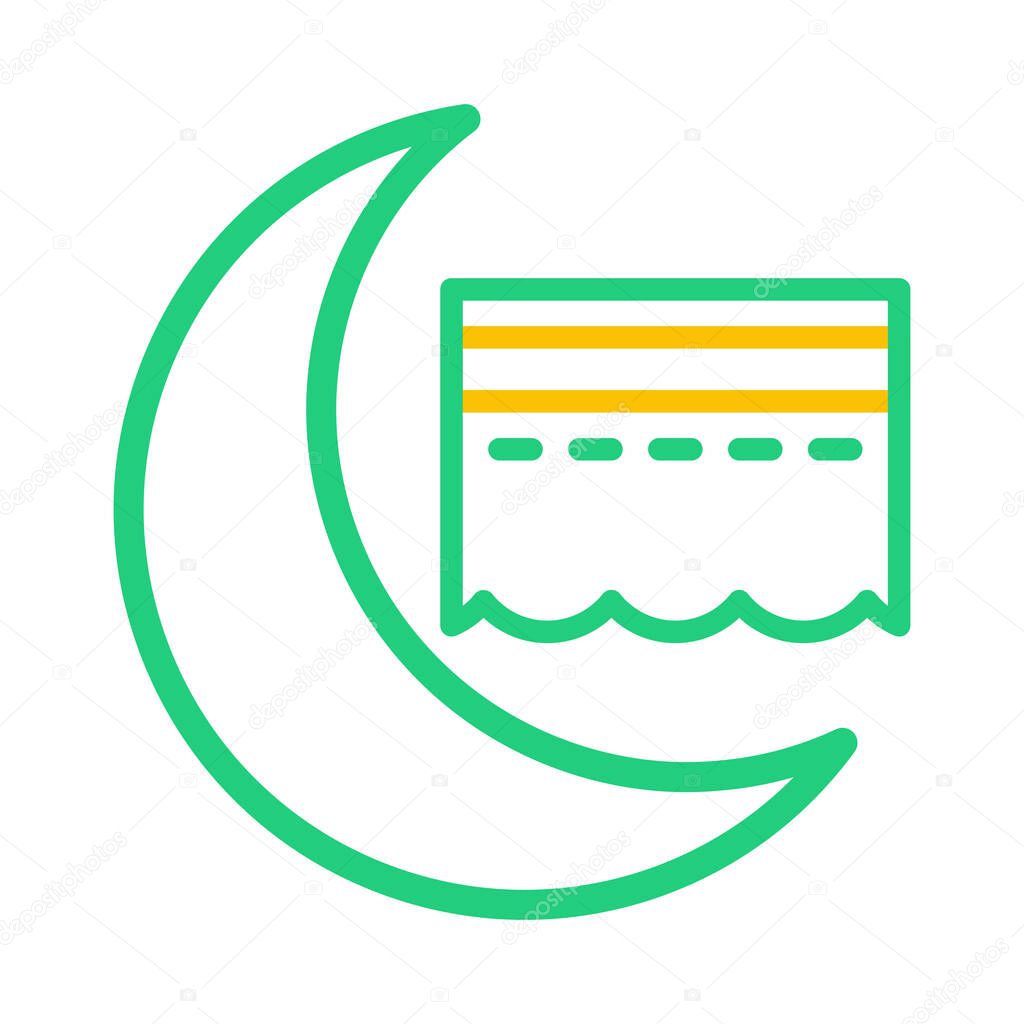 Kaaba icon duocolor green yellow style ramadan illustration vector element and symbol perfect. Icon sign from modern collection for web.