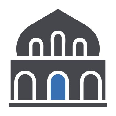 Cami simgesi katı gri mavi stil ramazan illüstrasyon vektör elementi ve sembol mükemmel. Web için modern koleksiyon simgesi.