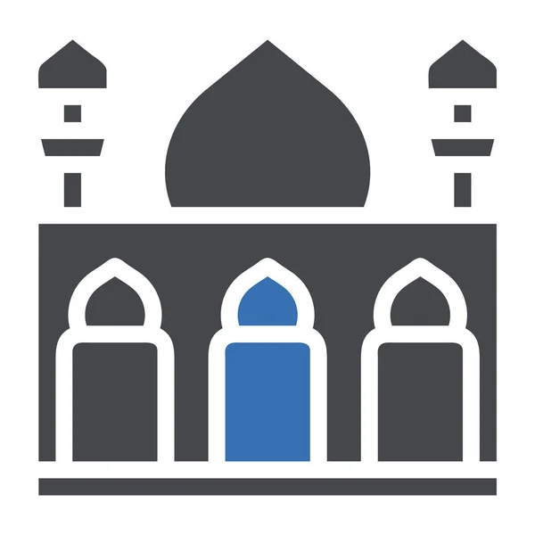 Mecset Ikon Szilárd Szürke Kék Stílusú Ramadán Illusztráció Vektor Elem — Stock Vector
