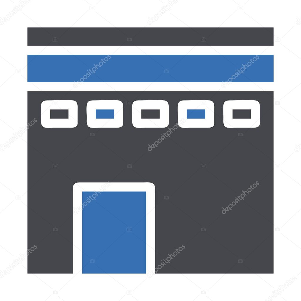 Kaaba icon solid grey blue style ramadan illustration vector element and symbol perfect. Icon sign from modern collection for web.