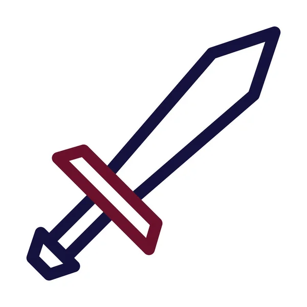 Épée Icône Style Duocolor Marron Marine Couleur Illustration Militaire Vecteur — Image vectorielle