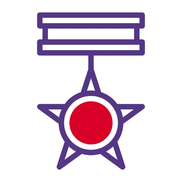 Médaille Icône Duotone Style Duotone Rouge Violet Couleur Illustration Militaire — Image vectorielle