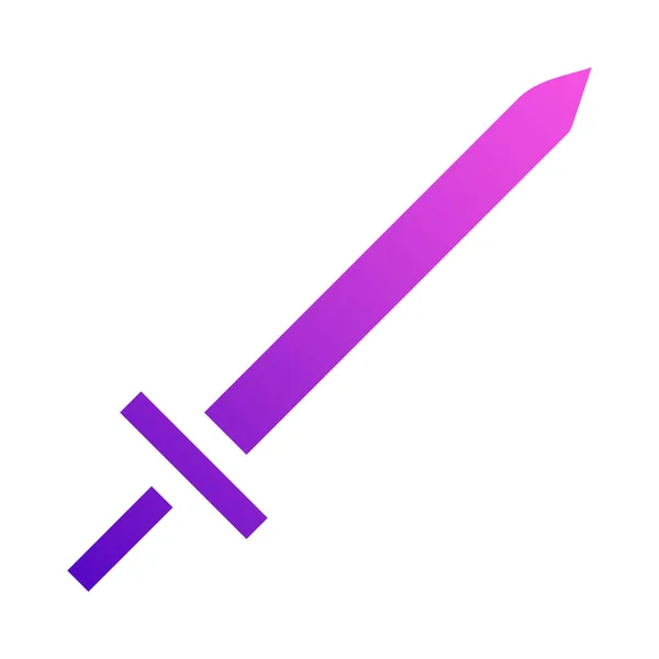 Sword Icon Solid Style Gradient Purple Pink Colour Military Illustration — Stock Vector